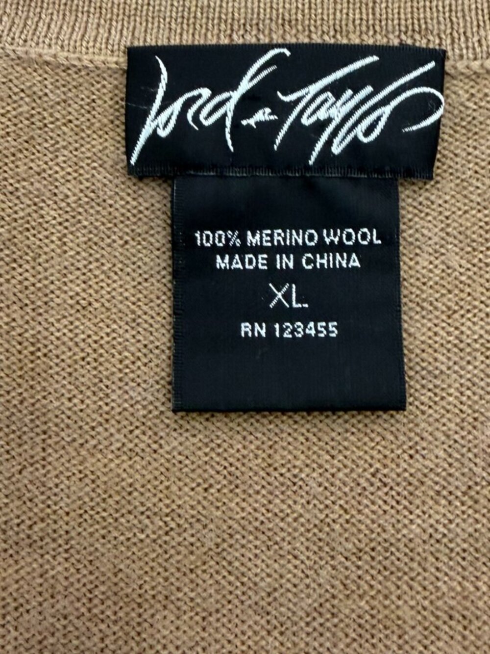 Lord & Taylor 100% Merino Wool Cardigan Size XL in Tan - Picture 5 of 9